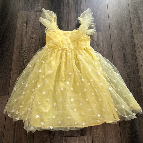 Jessica Simpson Other - Jessica Simpson Yellow Floral Tulle Ruffle Dress Girl Size 10 Easter Party